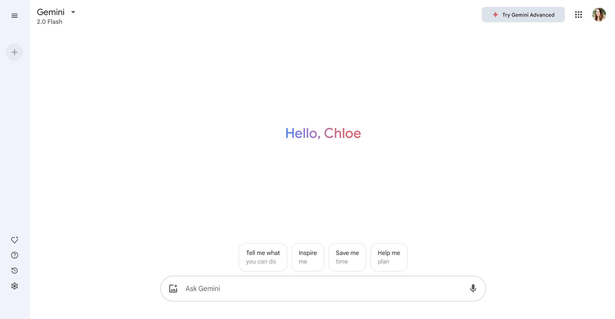 Google Gemini’s homepage