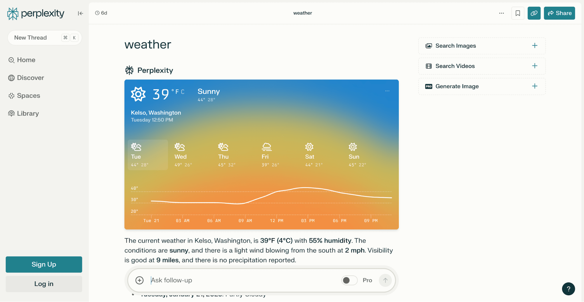 Perplexity AI’s homepage