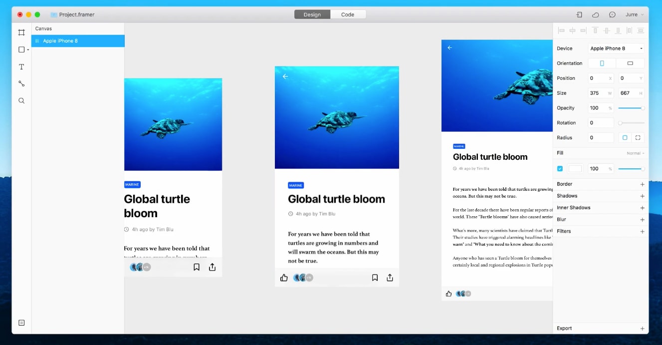Framer interface