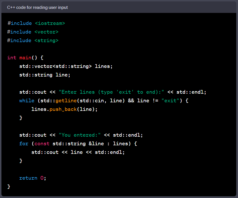 C++ reading user input