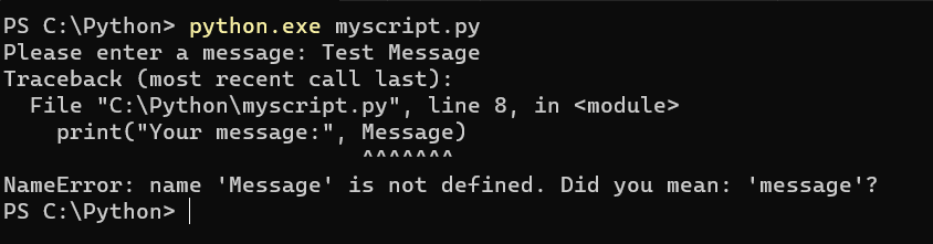 Error in Python script