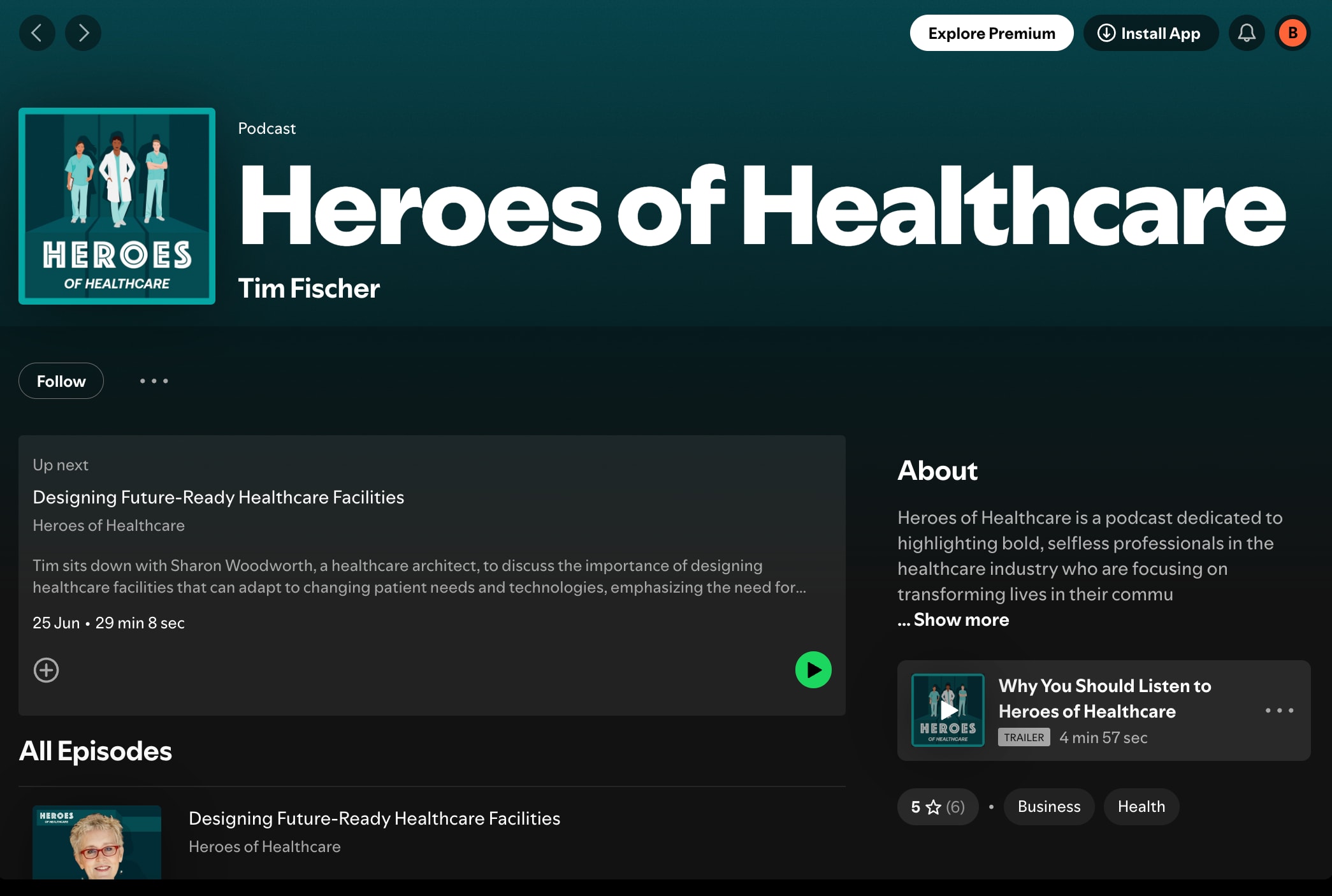Screenshot from Spotify Heroes of Healthcare