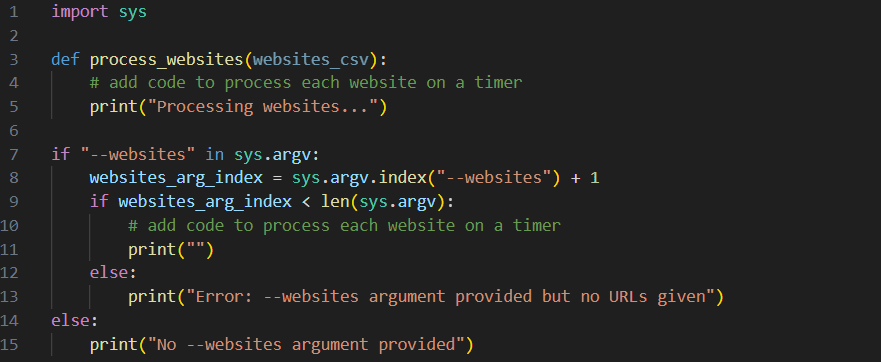 Python code showing how to use sys.argv with a named argument.