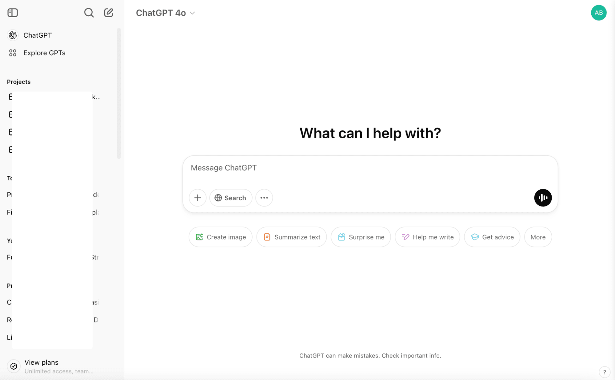 ChatGPT main user interface