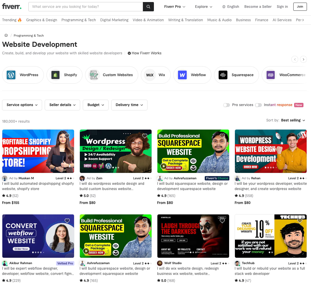 Website Development Services on Fiverr