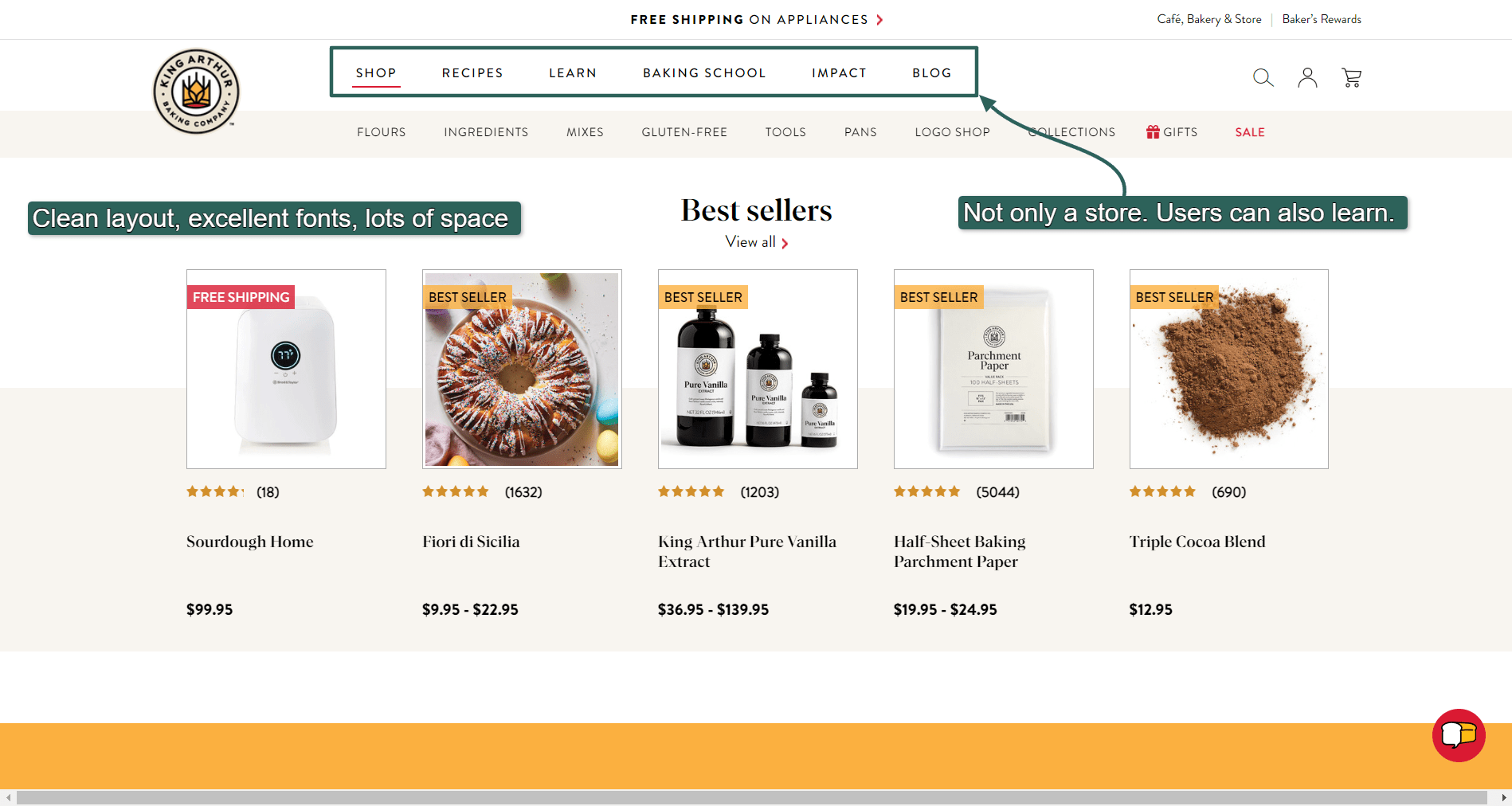 Users can find a lot of helpful content on King Arthur Baking Company’s website