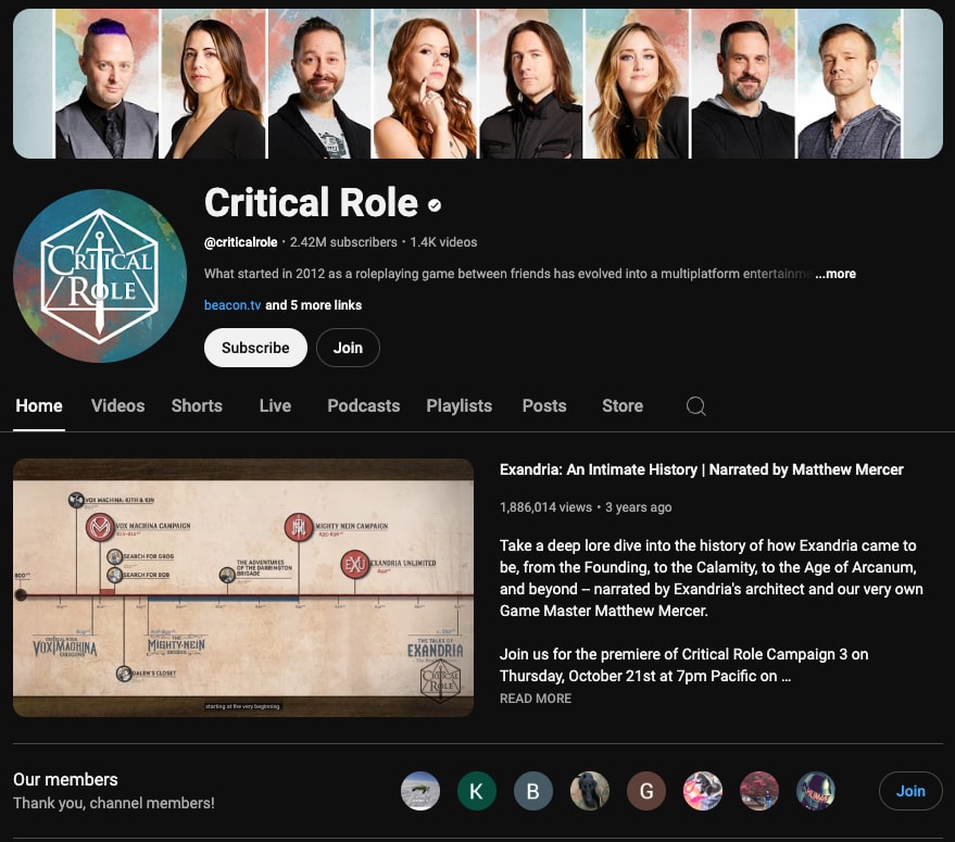 Critical Role YouTube