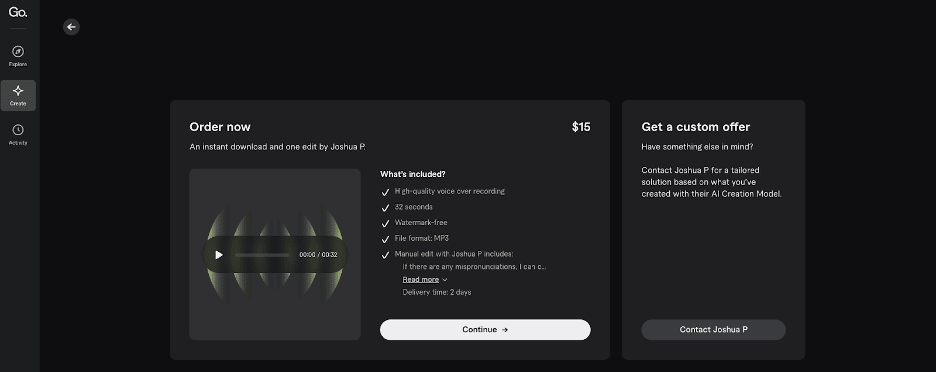 Fiverr Go’s AI voice generator price