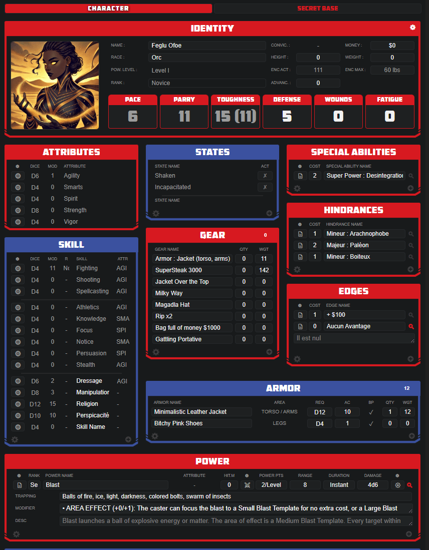 Draugadan - Character Sheet
