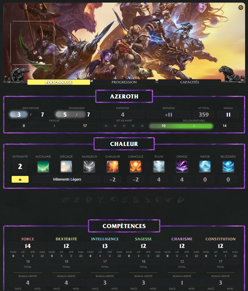 Azeroth - Character Sheet