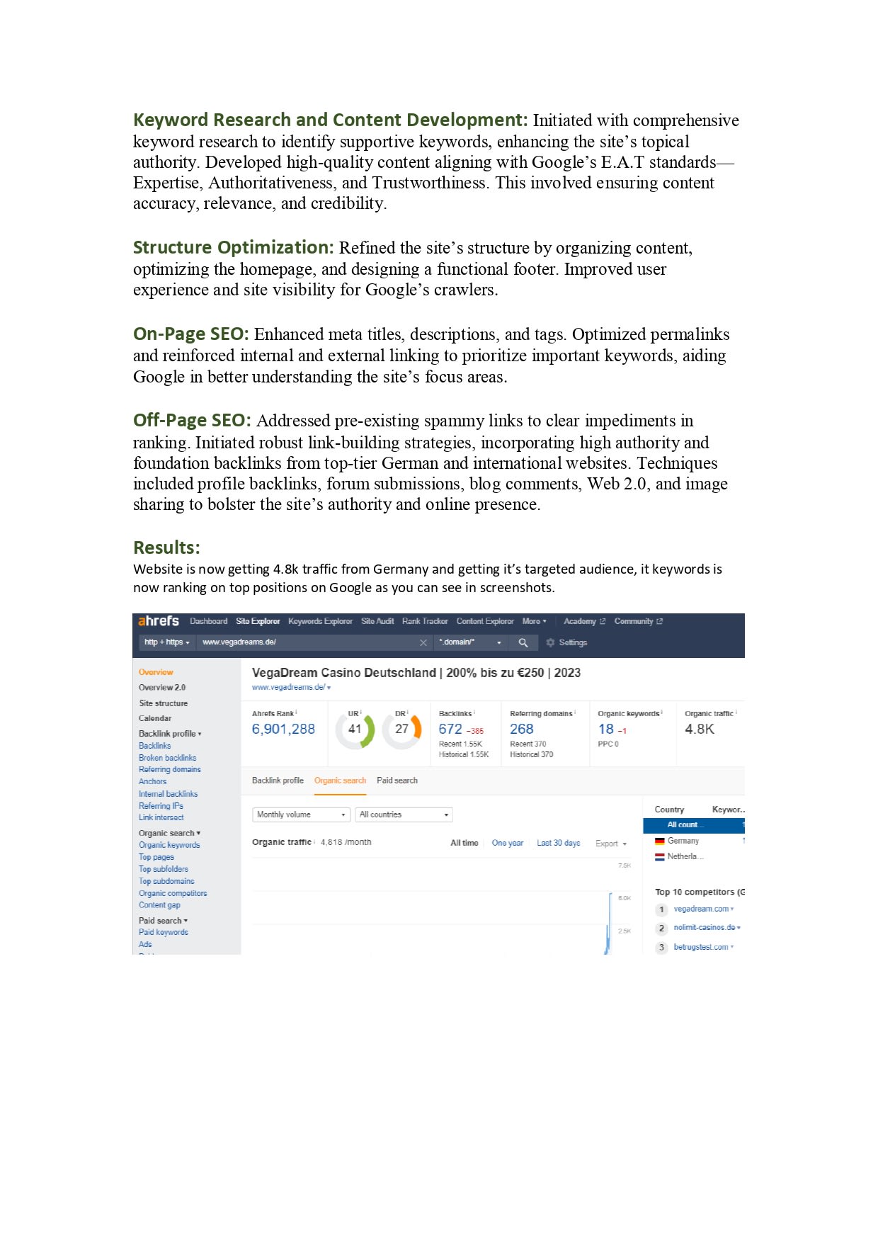 VegaDreams SEO Enhancement Project attachment