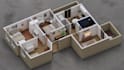 create isometric 3d render floor plan