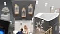 design booth, kiosk event design with 3d render drawing