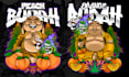design stoner trippy weed mushroom psychedelic tshirt and label