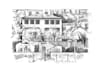 do handmade architecture sketches in bw or color