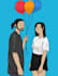 draw couple portrait with simple hand drawing illustration