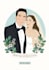 draw cute couple and wedding portrait illustration