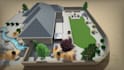 design layout 2d, landscape garden, backyard, pool