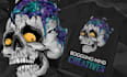 draw skull skeleton illustration for t shirt logo design