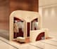 design booth, kiosk event design with 3d render drawing