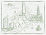 customized hand drawn ink wedding map