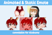 create cute custom vtuber, twitch, discord and kick emotes