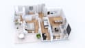 create a 3d floor plan with texture and furniture