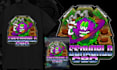 design stoner trippy weed mushroom psychedelic tshirt and label