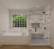 do modern 3d bathroom interior design and photorealistic rendering