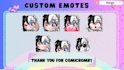 draw twitch emotes, chibi emotes, animated emotes, vtuber model for stream