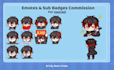 create chibi emotes, animated emotes or sub badges for twitch, discord, vtuber