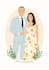 draw cute couple and wedding portrait illustration