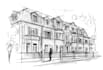 do handmade architecture sketches in bw or color