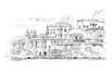 do handmade architecture sketches in bw or color