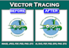 do vector tracing, redraw, HD from low definition anything