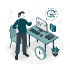create a colorful flat and isometric illustration