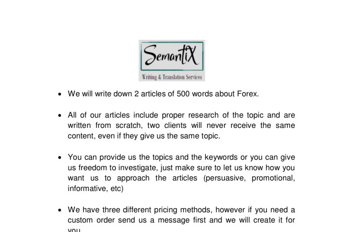 Write 2 Articles Of 500 Words About Forex - 