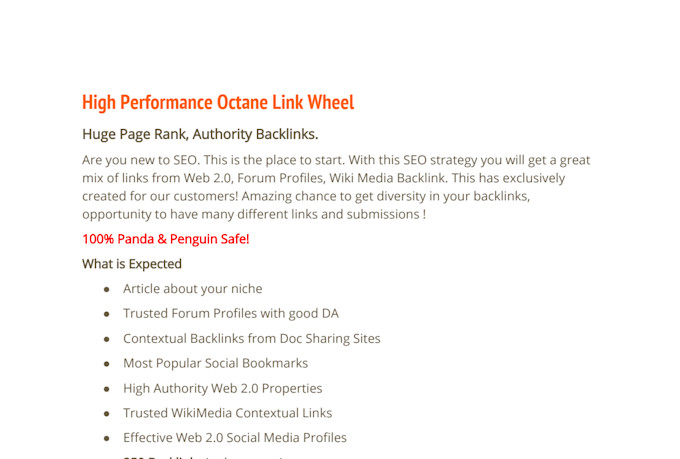 provide30 days SEO with high quality back links