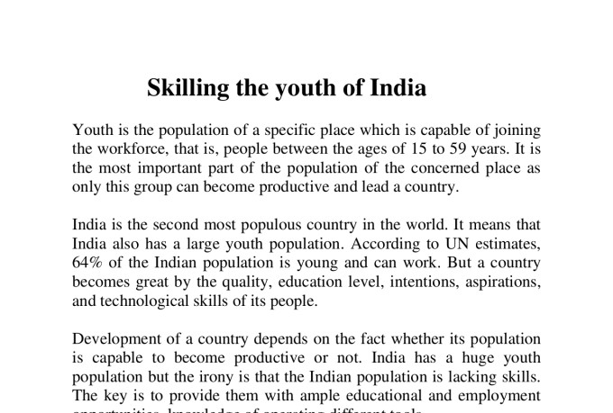 skilling the youth of india essay