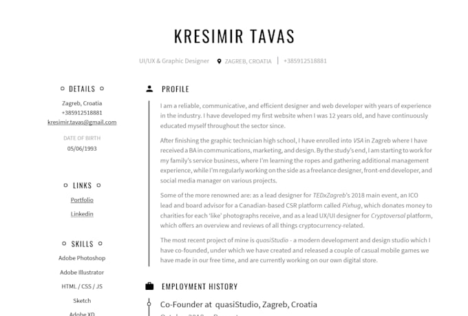 design a beautiful and professional CV digital resume