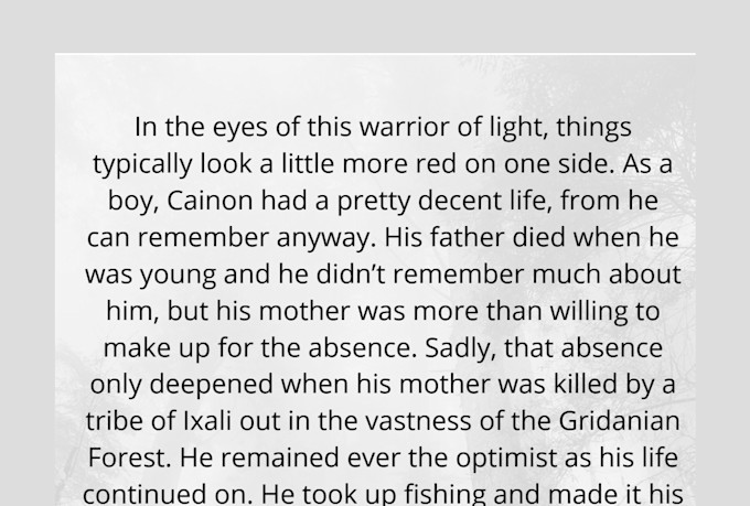 create lore accurate ffxiv character fiction
