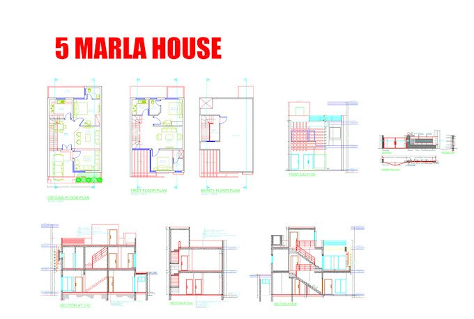 make architecture floor plans,sections and elevations in auto cad