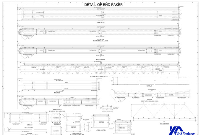 Draw 2d steel bridges and towers with full details drawing by ...