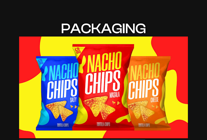 design food packaging, chips bag, snack pouch and product label design