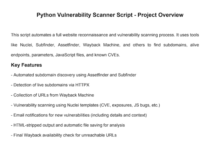 create any python script for your project