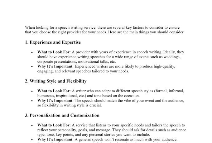write a personalized speech for any event