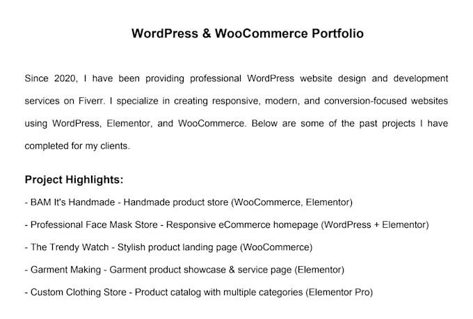 design a responsive wordpress website using elementor and woocommerce