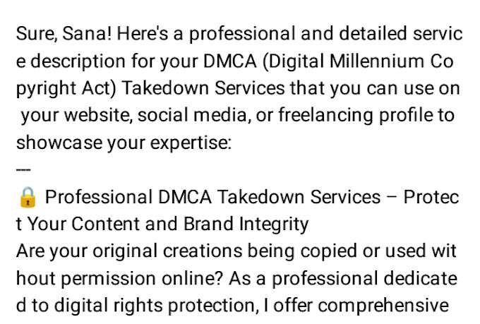 send dmca take down notice to remove leaked,illegal and copyright content