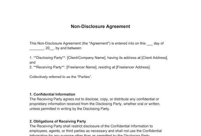 draft a professional nda or confidentiality agreement for your business