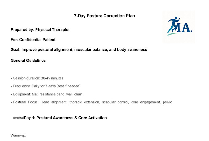 create a personalized exercise plan to fix posture and relieve pain